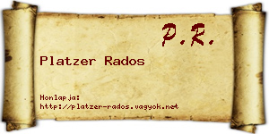 Platzer Rados névjegykártya